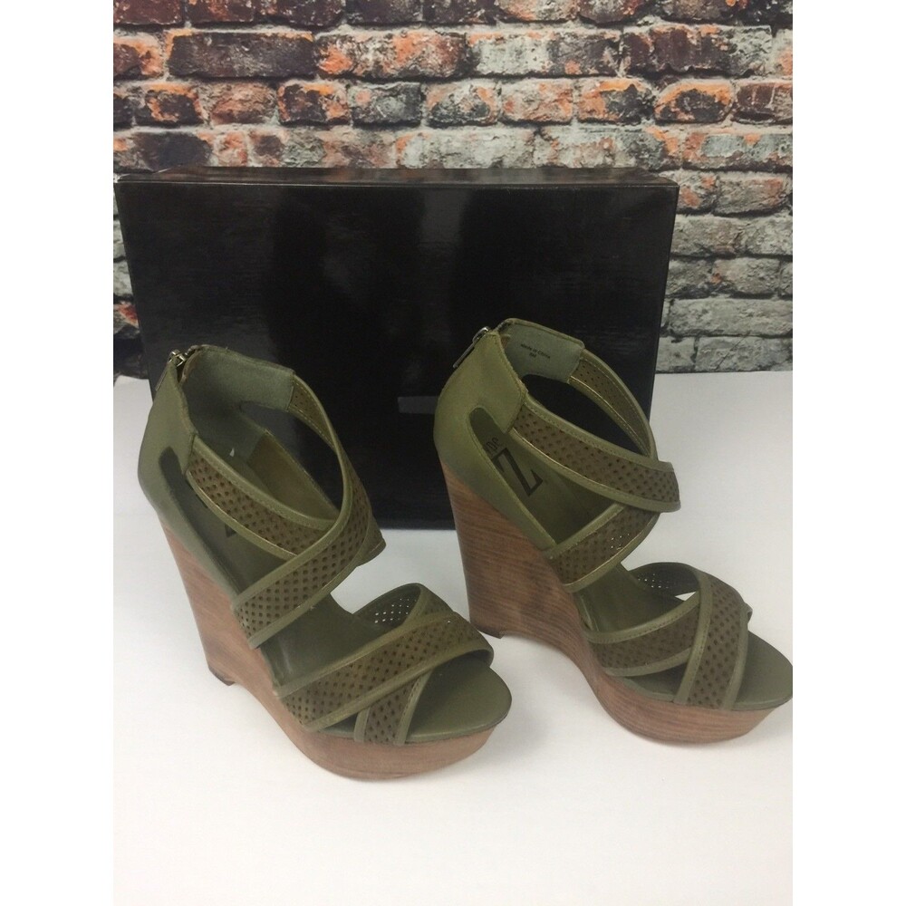 Type Z Women's Zova Khaki Wedge Heels Size 8